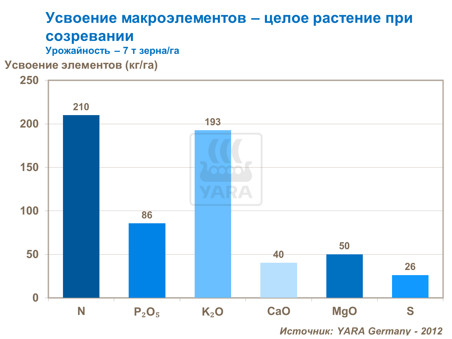 Усвоение макроэлементов - целое растение при созревании